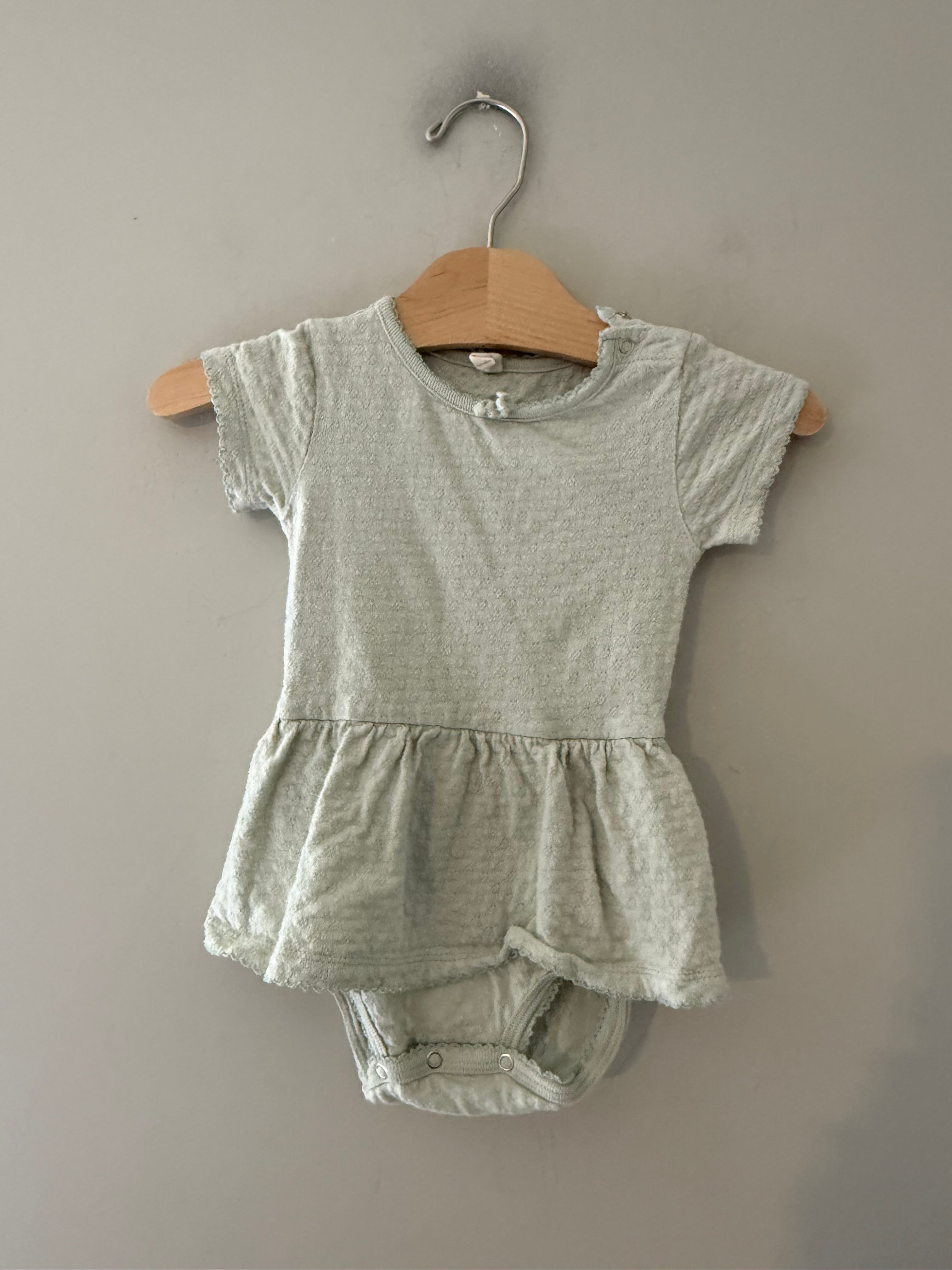 Quincy Mae Girls' Pointelle Skirt Romper Green 12-18M