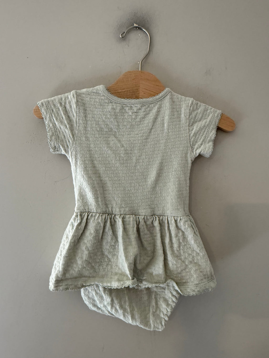 Quincy Mae Girls' Pointelle Skirt Romper Green 12-18M