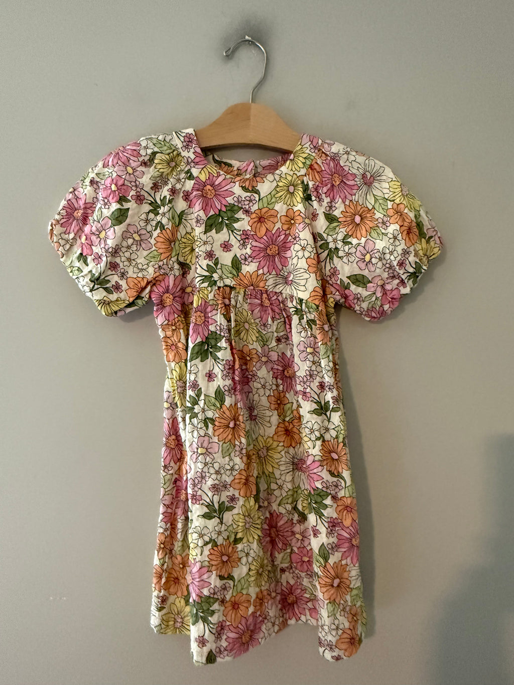 Zara Girls' Floral Puff Sleeve Dress 5-6Y