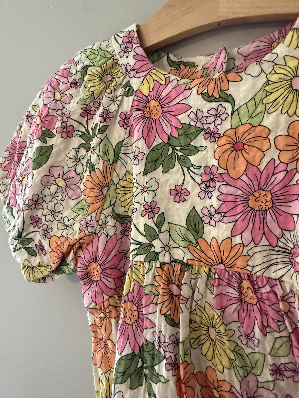 Zara Girls' Floral Puff Sleeve Dress 5-6Y
