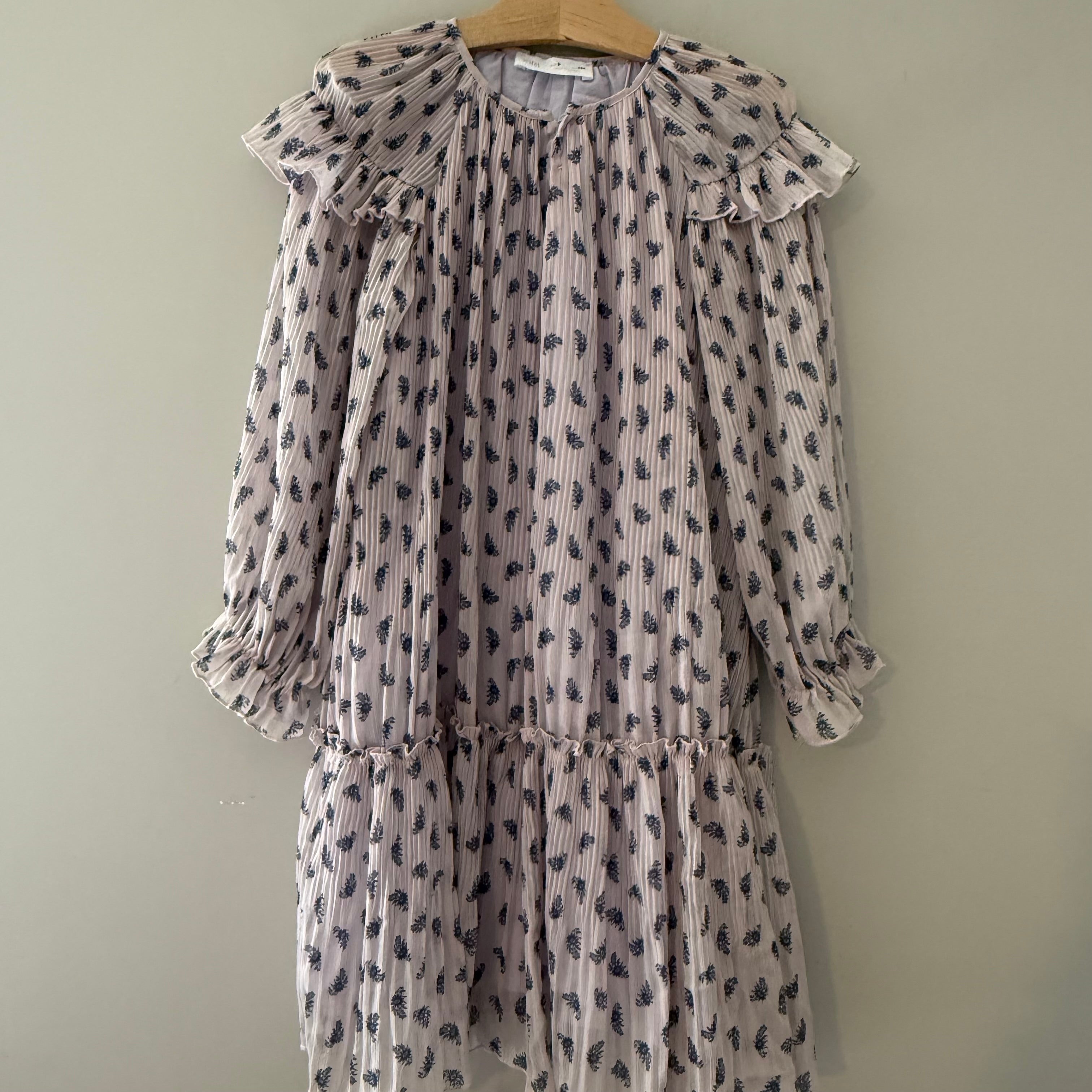zara girls' purple long-sleeve floral dress 9Y