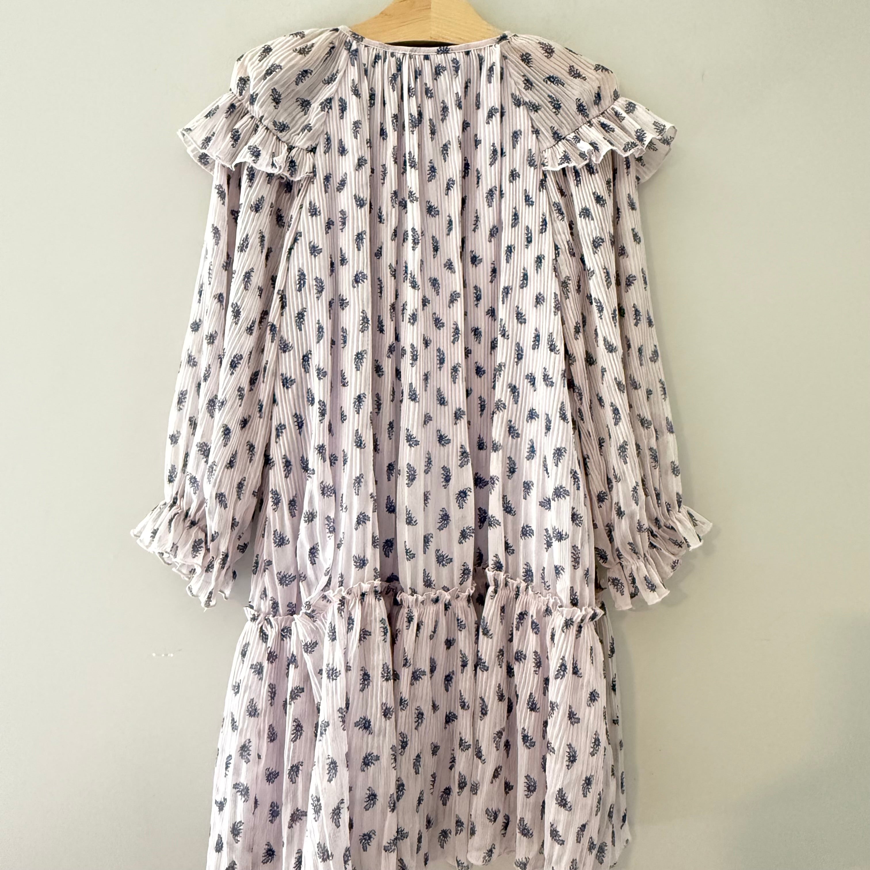 zara girls' purple long-sleeve floral dress 9Y