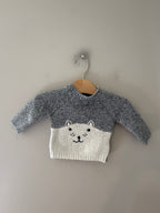 Zara Girls' Fuzzy Sweater Gray 6-9M