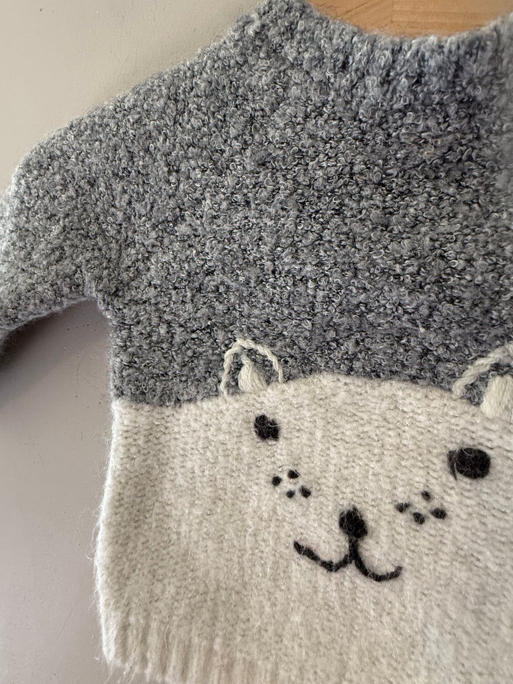 Zara Girls' Fuzzy Sweater Gray 6-9M
