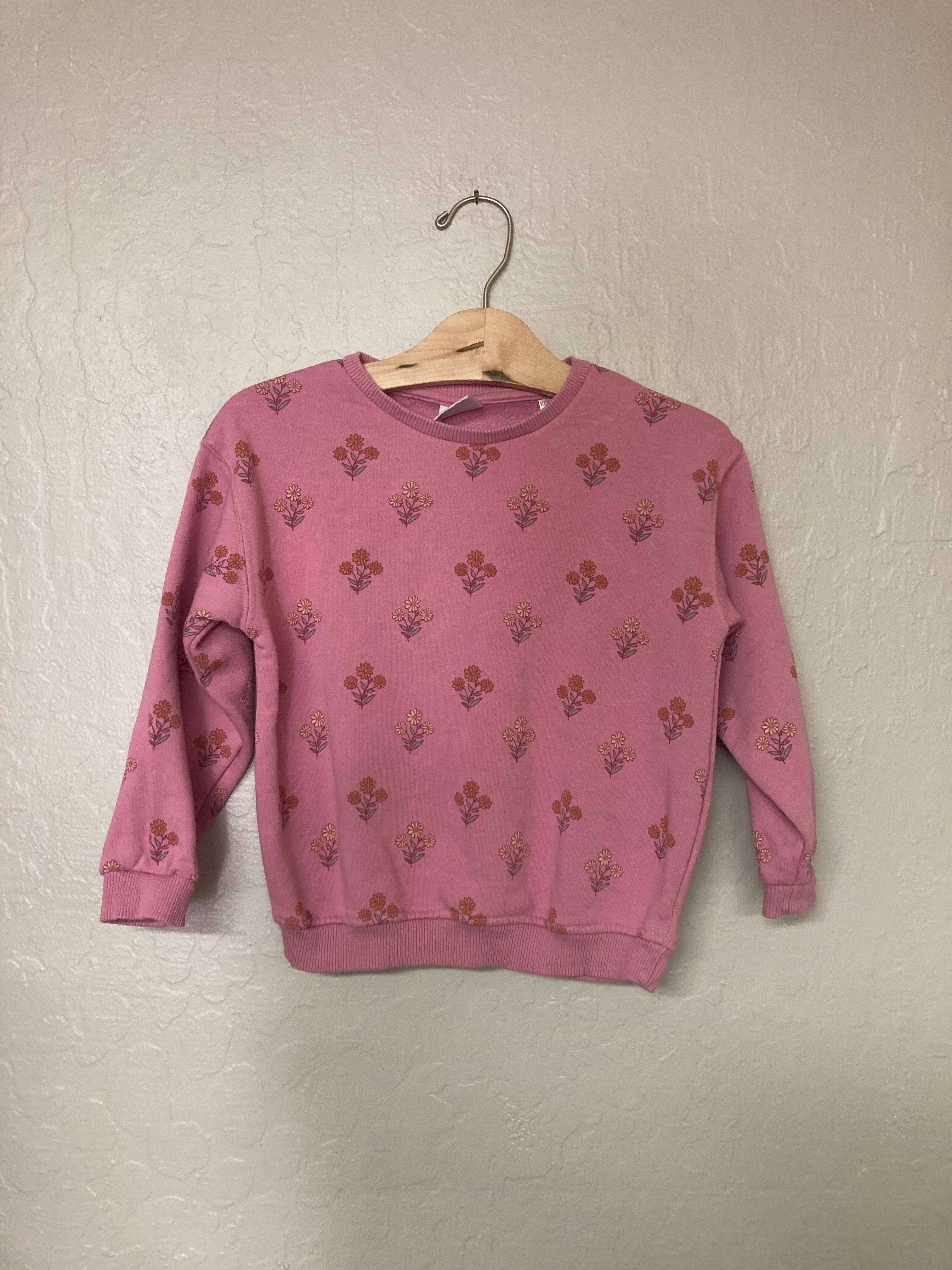 zara girls' pink floral sweatshirt 4-5Y