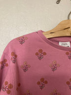 zara girls' pink floral sweatshirt 4-5Y