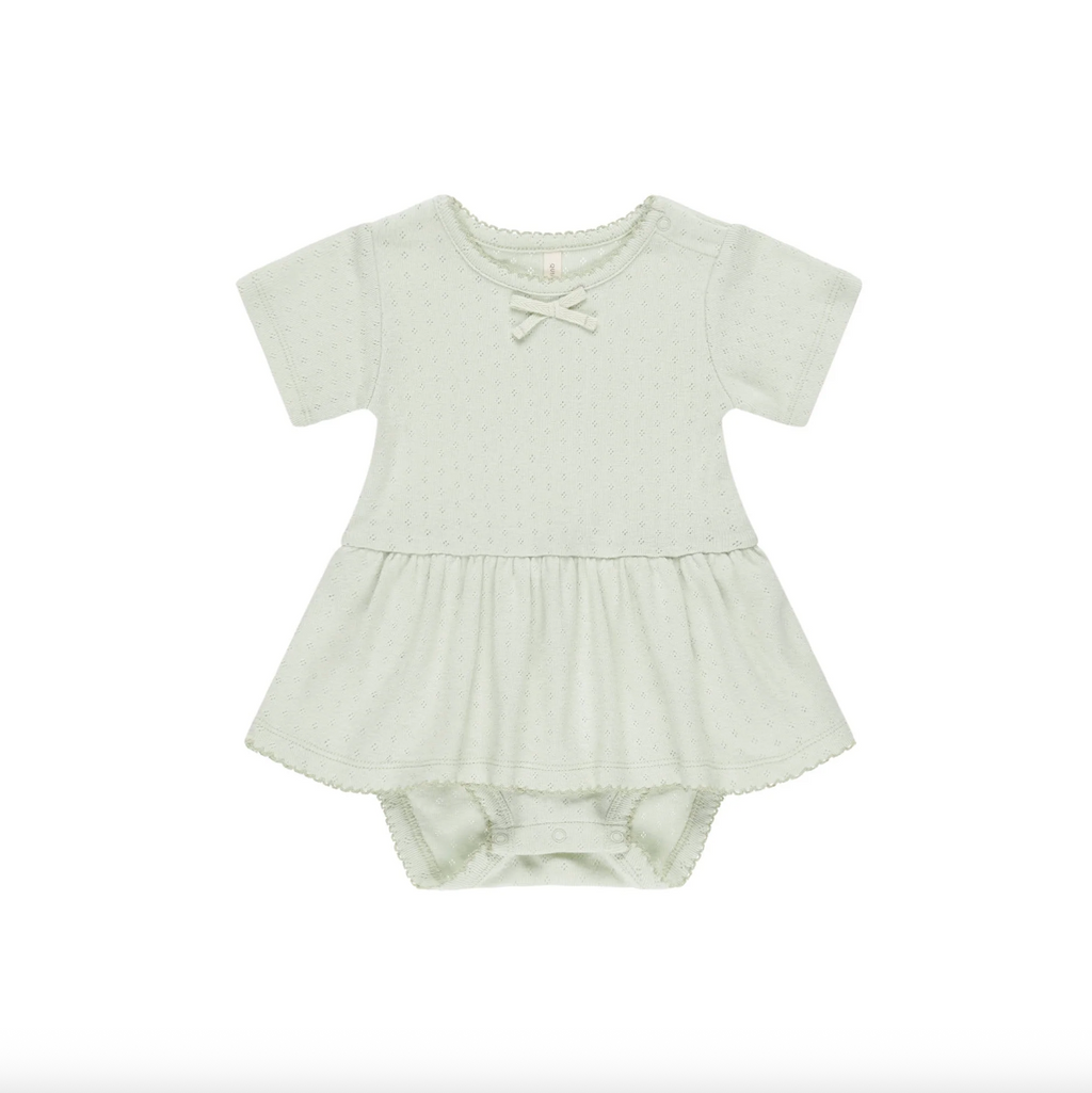 Quincy Mae Girls' Pointelle Skirt Romper Green 12-18M