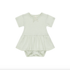 Quincy Mae Girls' Pointelle Skirt Romper Green 12-18M