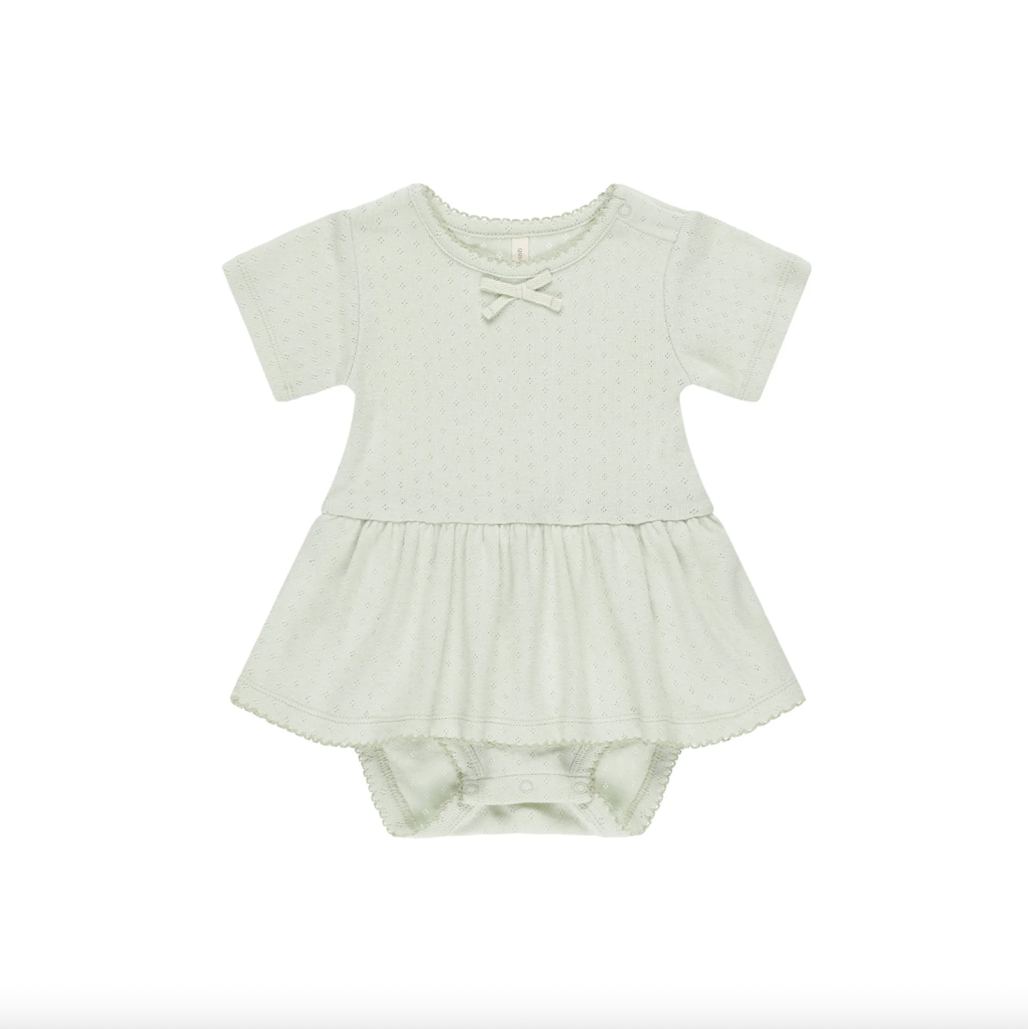 Quincy Mae Girls' Pointelle Skirt Romper Green 12-18M