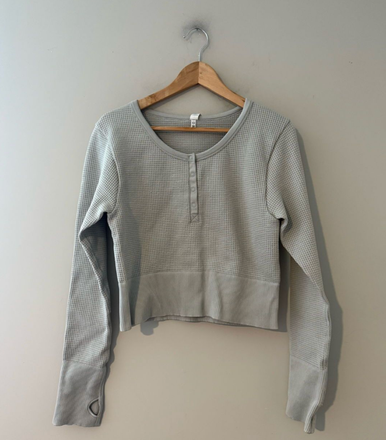 offline by aerie gray waffle crop XL