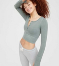 offline by aerie gray waffle crop XL