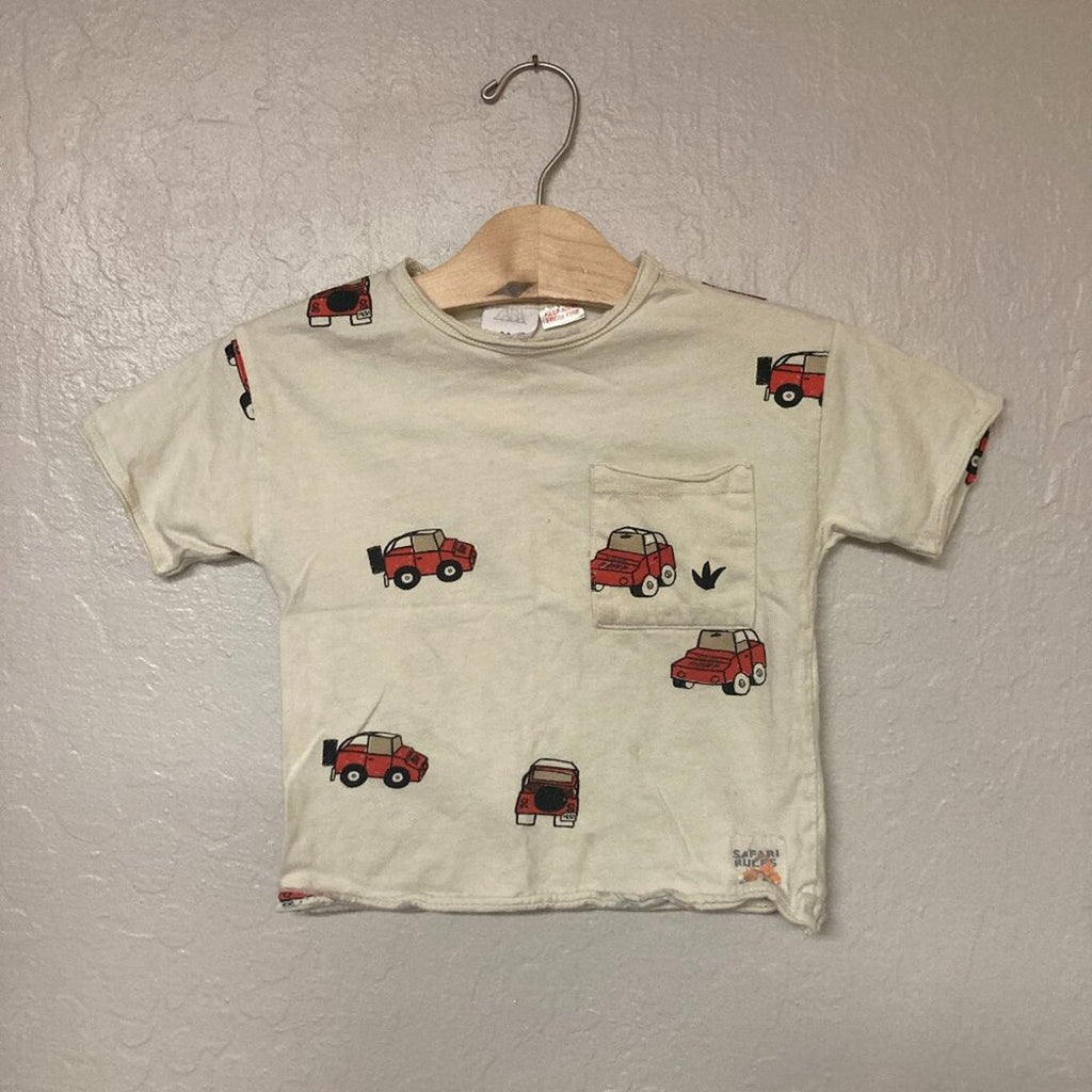 zara short sleeve tee cars 2-3Y