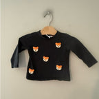 zara black tee crochet fox 9-12M