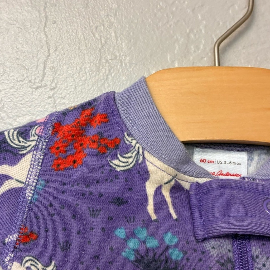 hanna girls' purple unicorn zippy 3-6M