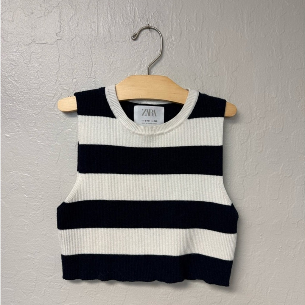 zara navy cream stripe knit 9-10Y
