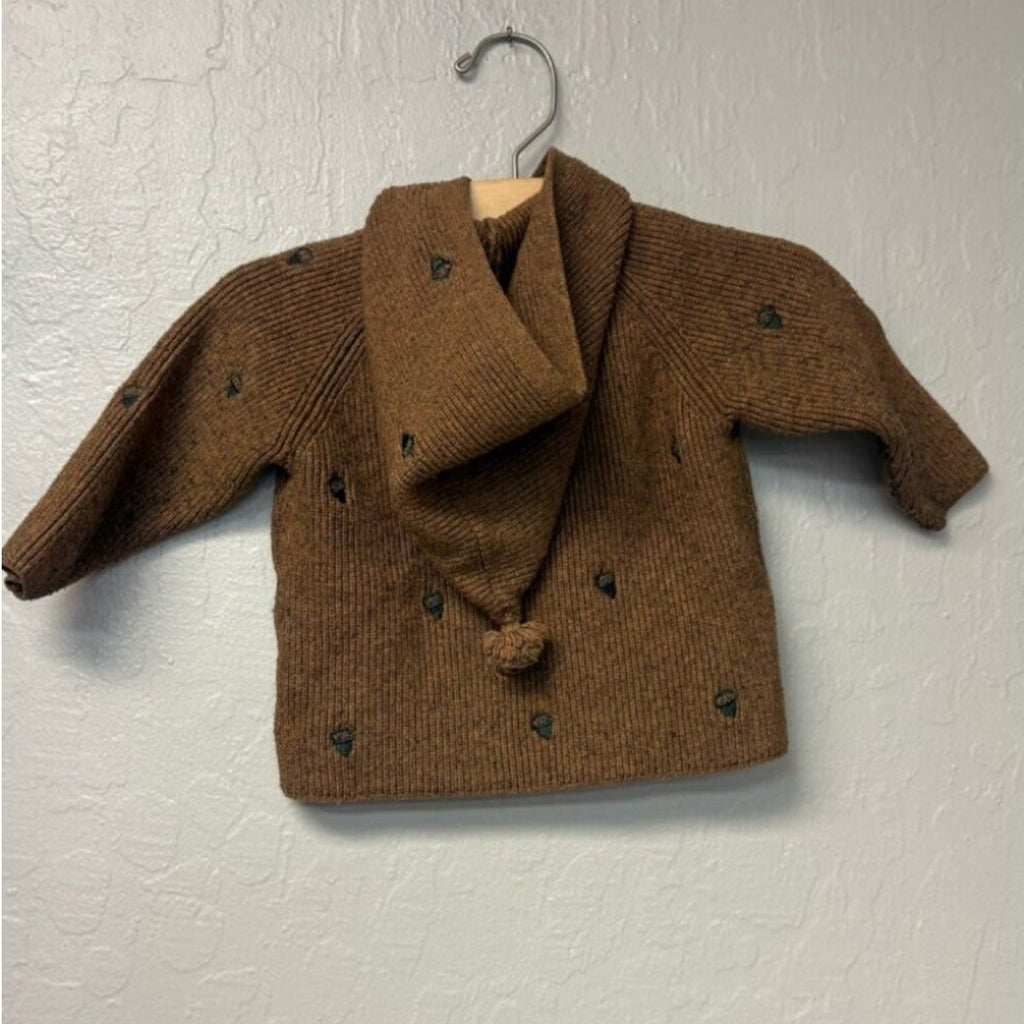 zara acorn print cardigan 6-9M