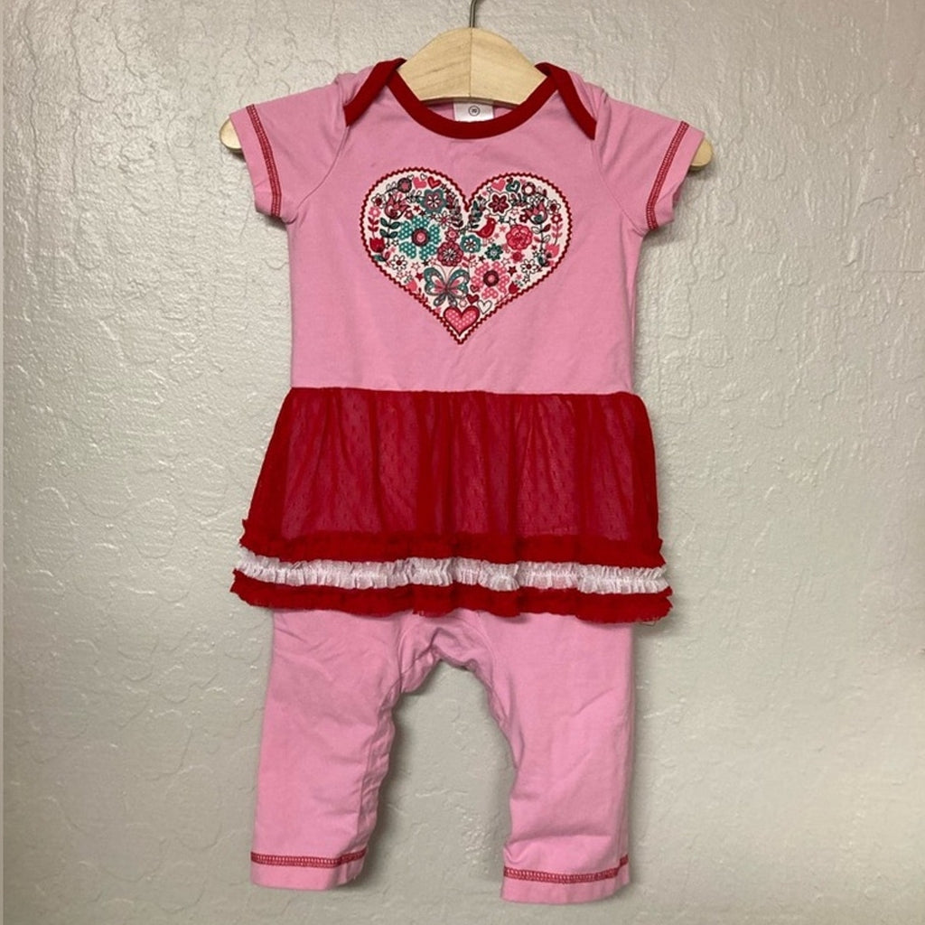 hanna girls’ romper with‎ heart graphic 6-12M