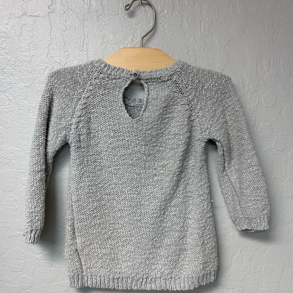 zara girls' gray flower sweater 18-24M