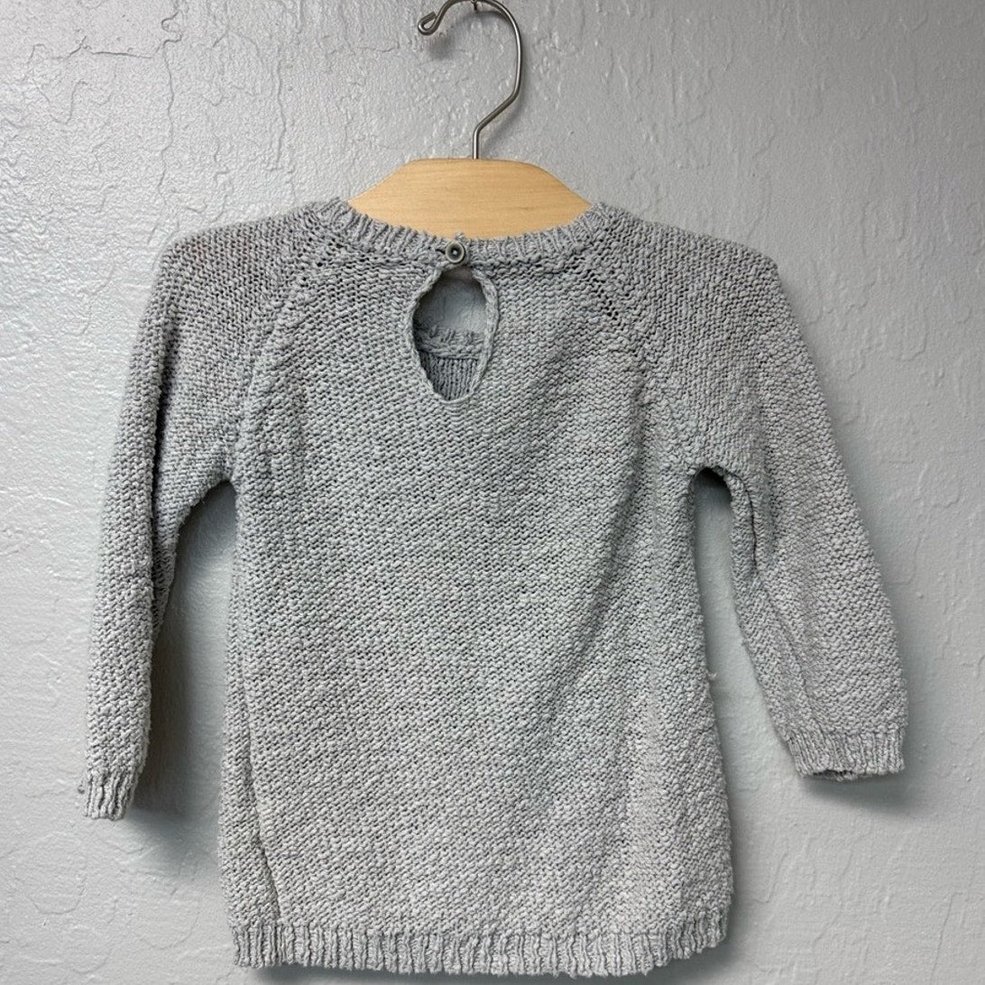 zara girls' gray flower sweater 18-24M