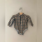 me & henry boys' brown plaid button-down bodysuit 12-18M