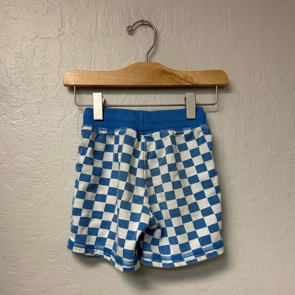 hanna andersson boys' blue checkered shorts 3Y