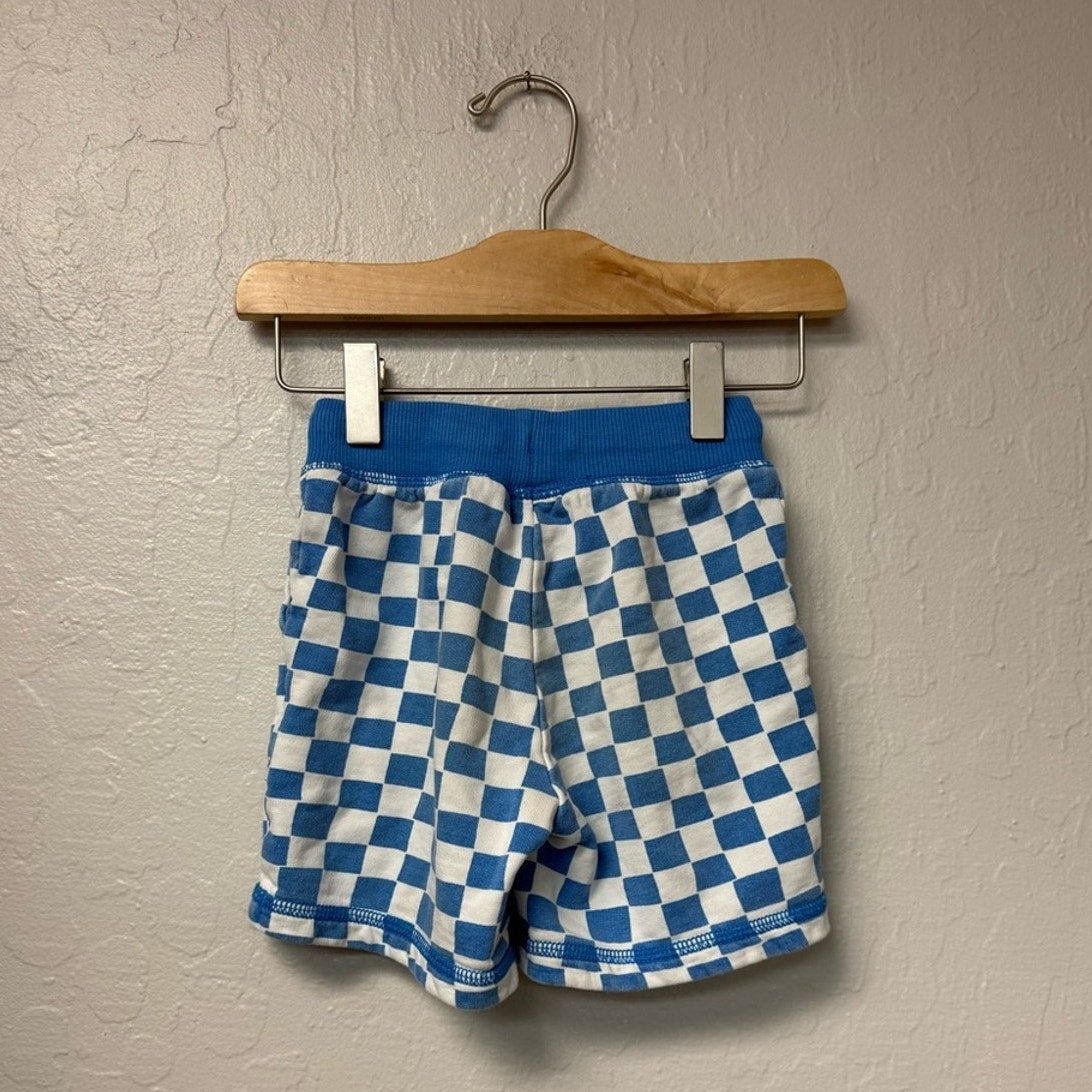 hanna andersson boys' blue checkered shorts 3Y