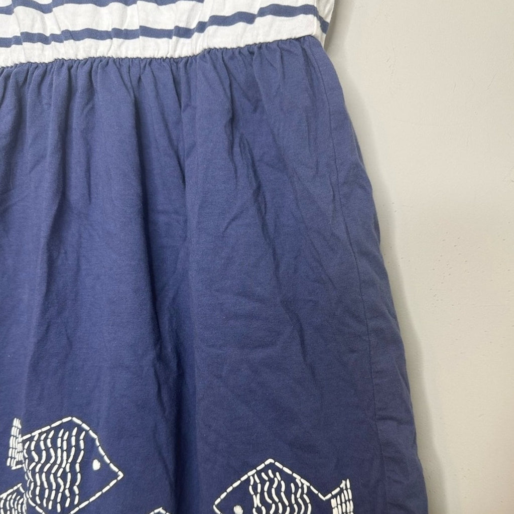 tea collection girls' blue stripe dress 7Y