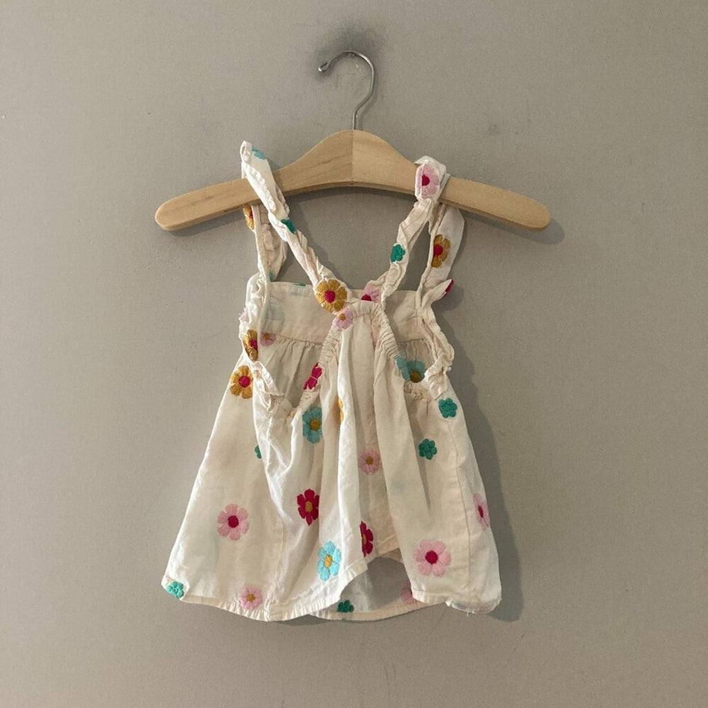 zara girls' cream polka dot tank 6Y