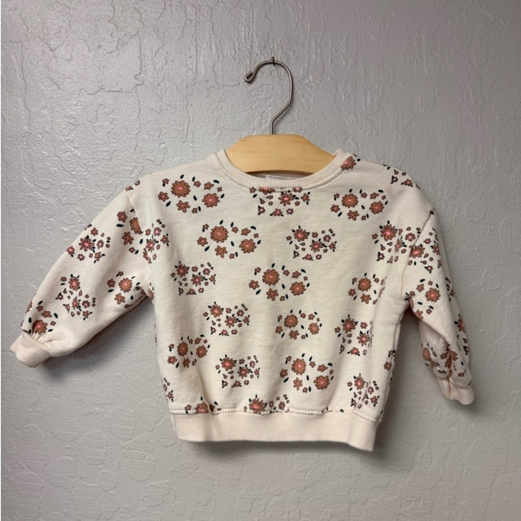 zara girls' cream floral sweatshirt 12-18M