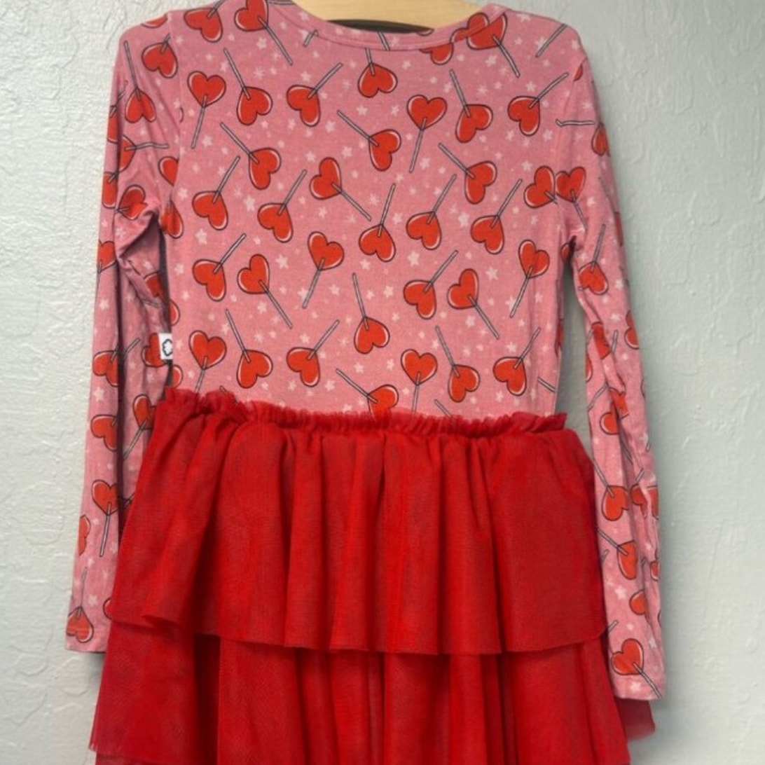 dream big little co. red hearts dress 5-6Y