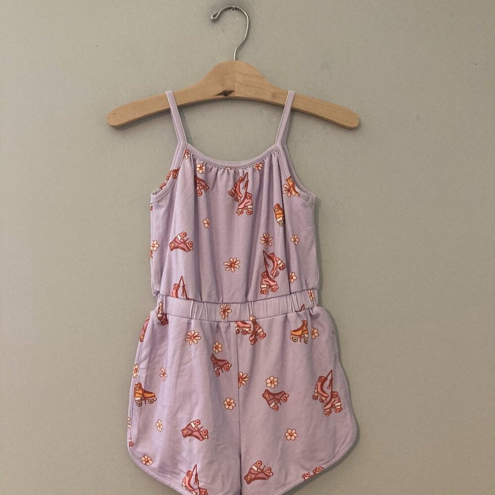 bird & bean purple rollerskate romper 4Y