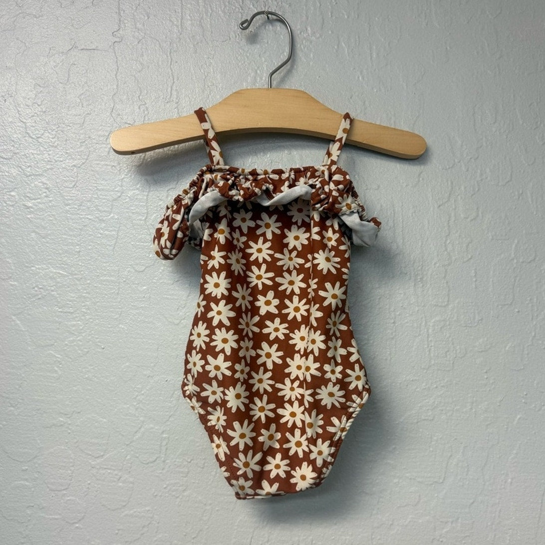 rylee + cru brown floral swimsuit 12-18M