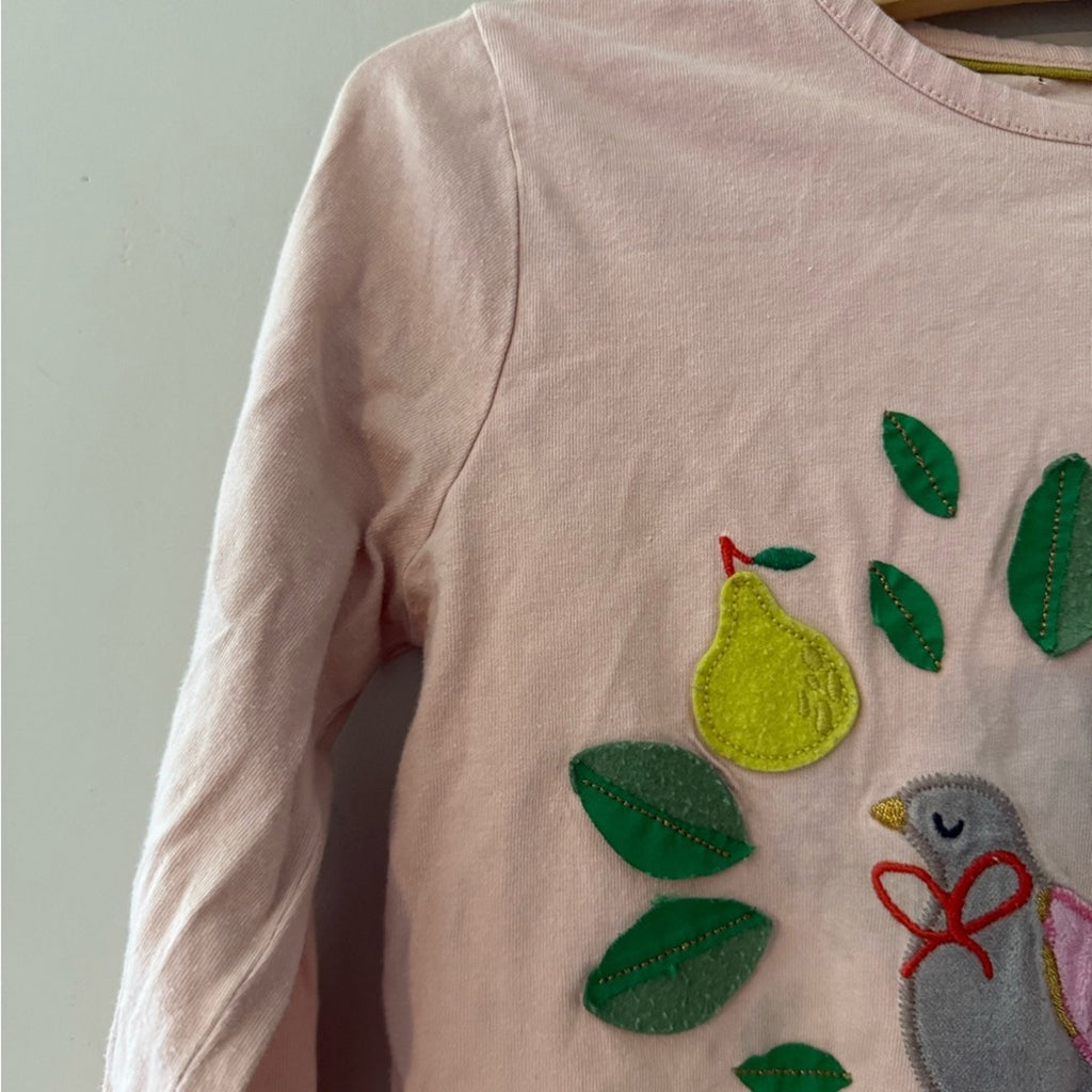 mini boden long-sleeve pink tee 7-8Y