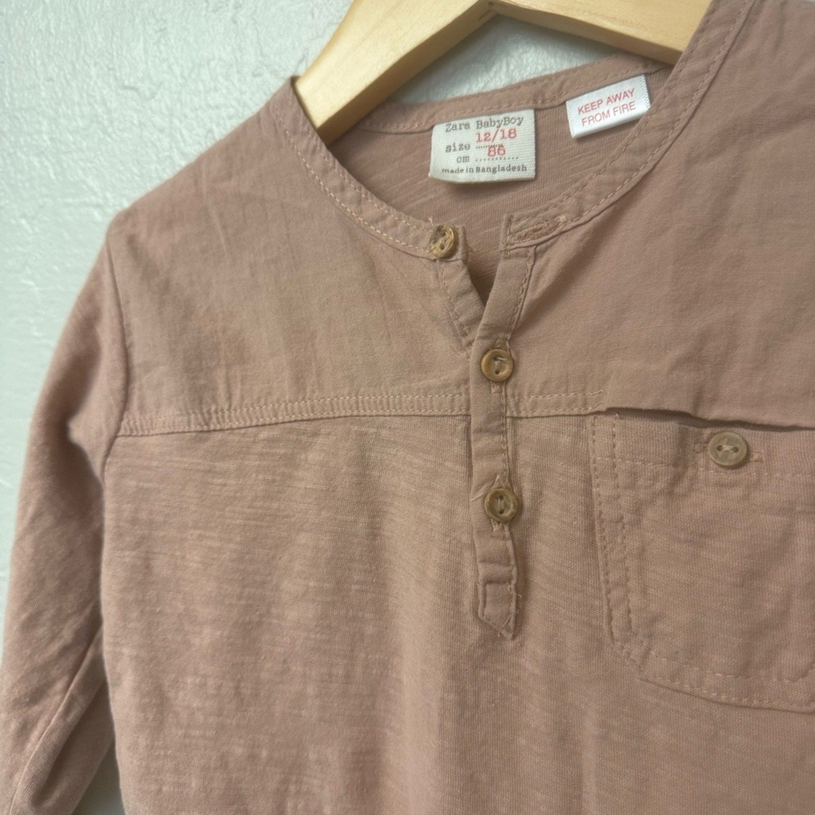 zara boys' salmon henley 12-18M