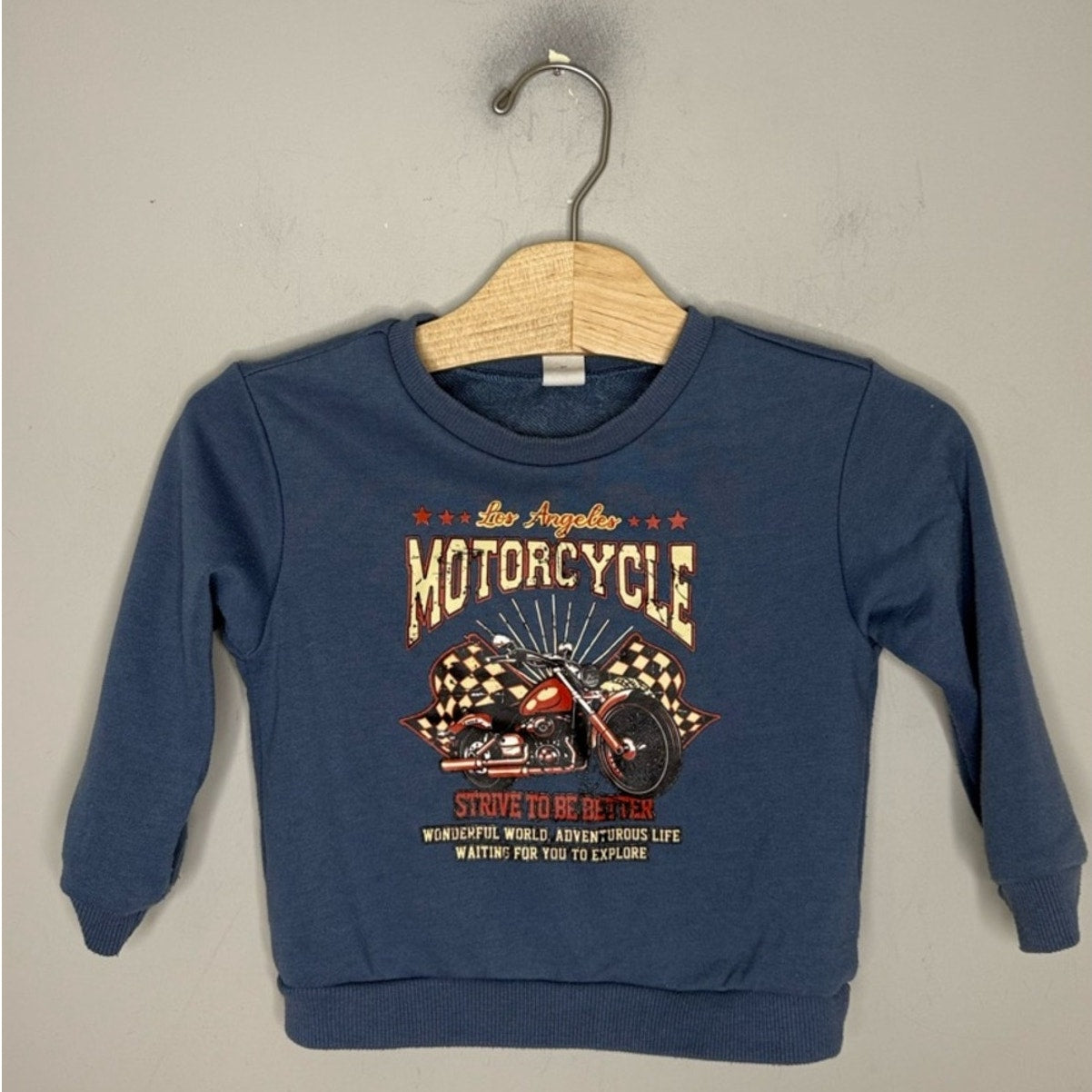 shein blue motorcycle sweatshirt 12-18M