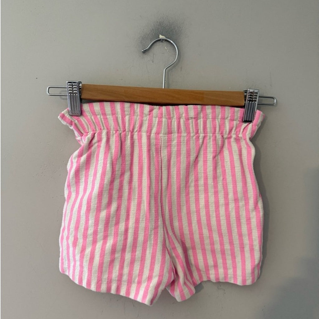 zara girls pink stripe paper bag shorts 6Y