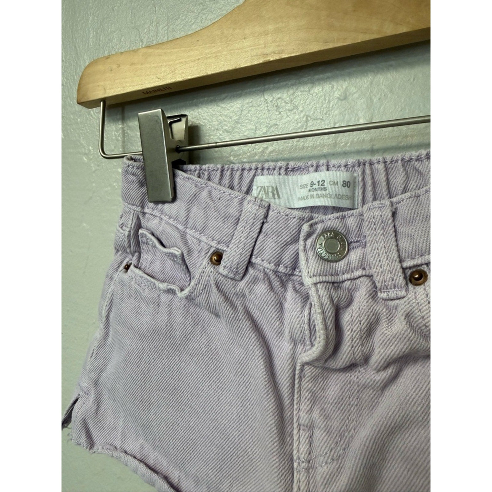 zara girls' purple denim shorts 12-18M