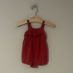 old navy girls' red linen romper 12-18M