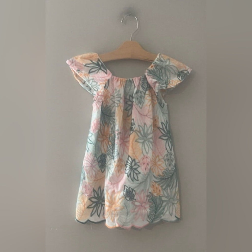 zara girls' floral embroidered dress 5-6Y