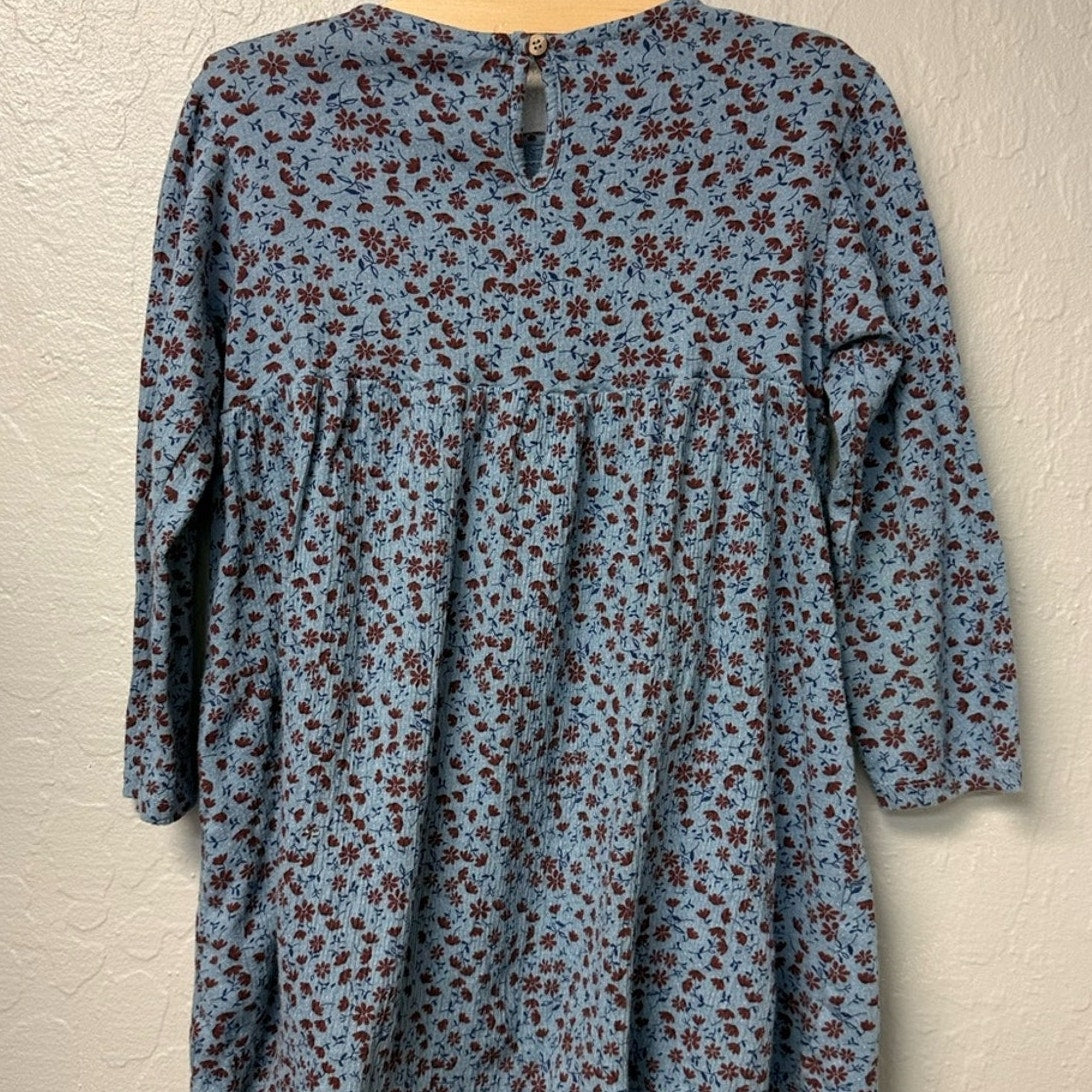 zara girls' blue floral dress 4-5Y