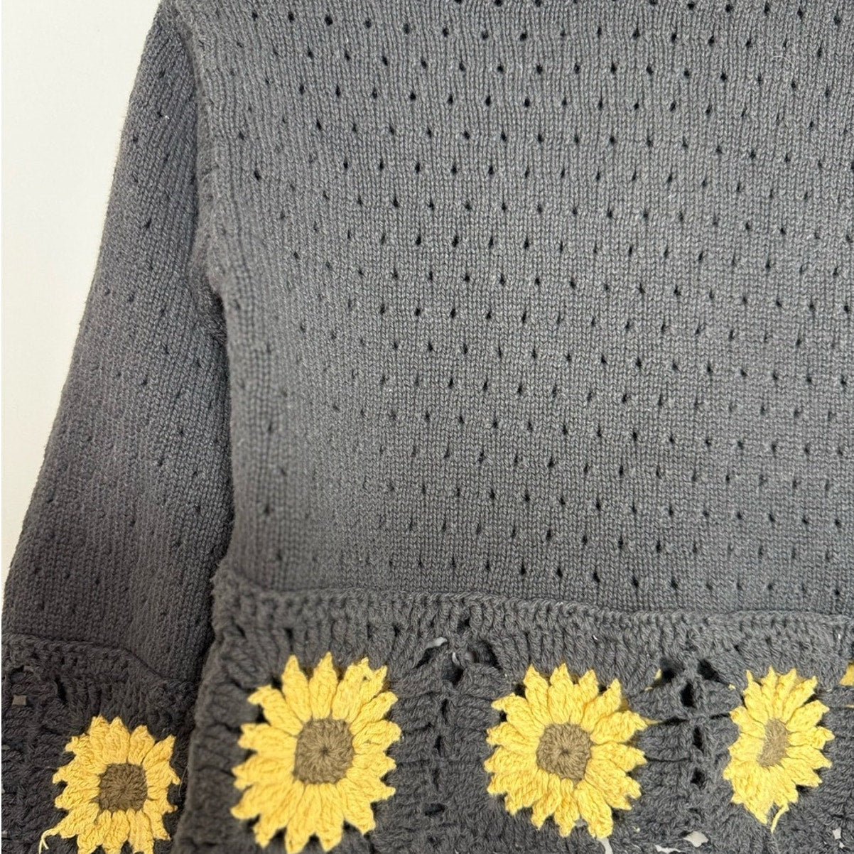 little co. girls' crochet flower sweater top 5Y