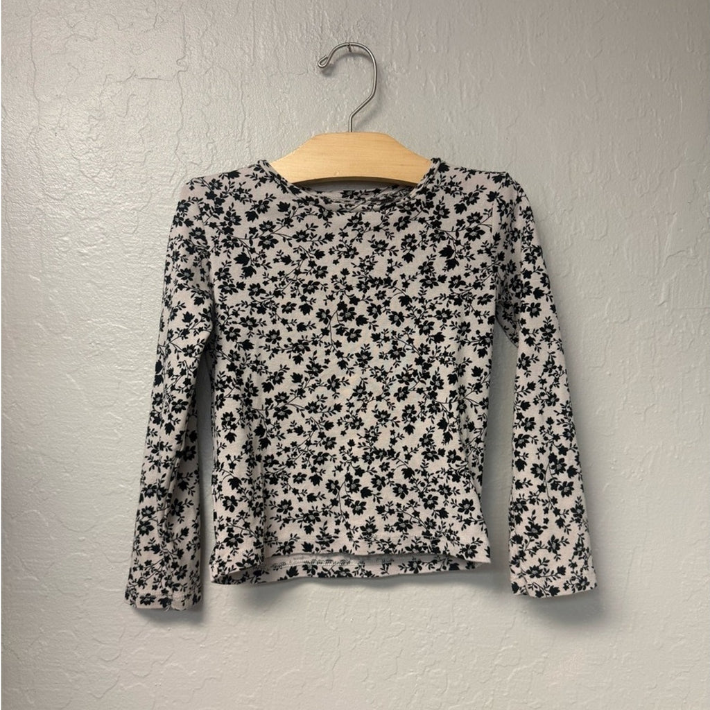 zara cream long-sleeve floral tee 7Y