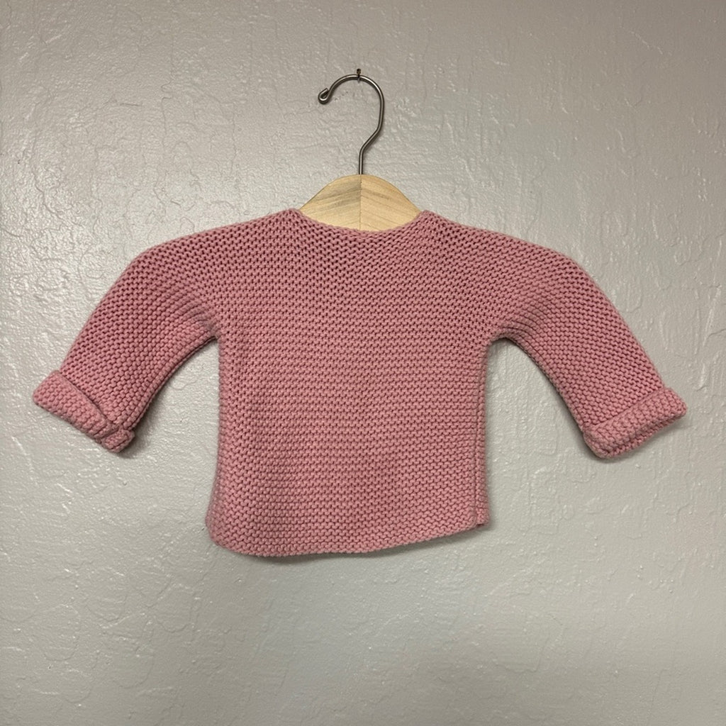 petit bataeu‎ girls' pink chunky knit cardigan 6M
