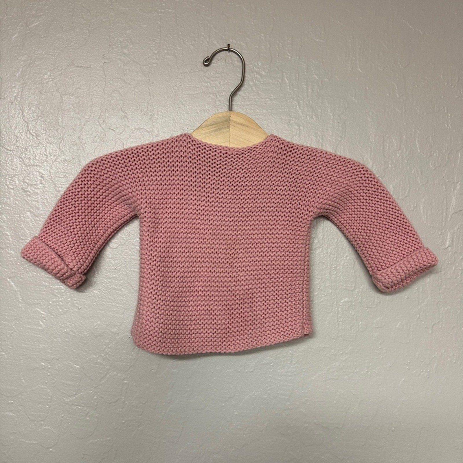 petit bataeu‎ girls' pink chunky knit cardigan 6M