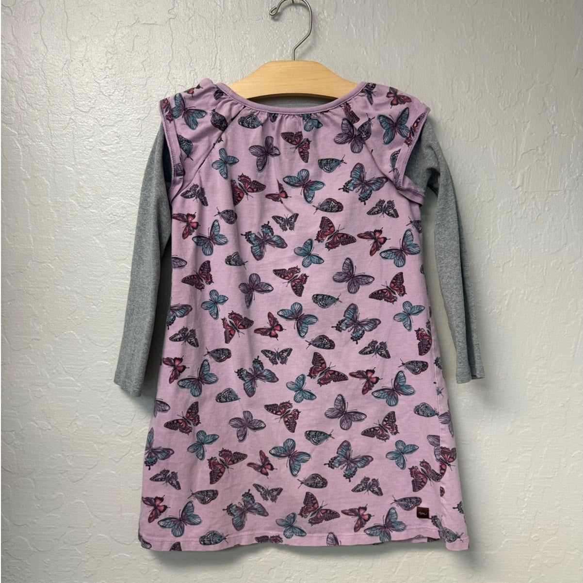 tea collection purple butterflies long-sleeve dress 6Y