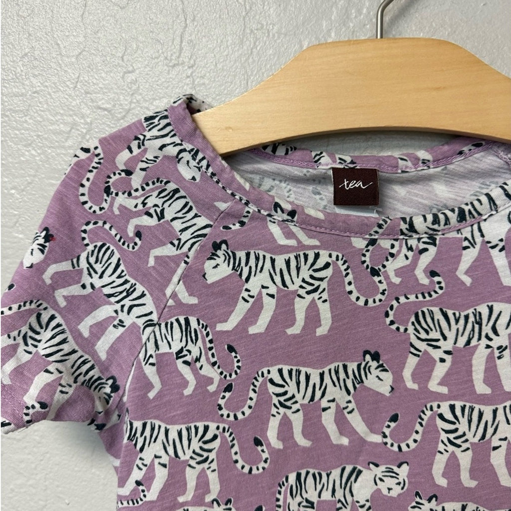 tea collection jaguar print purple tee 4Y