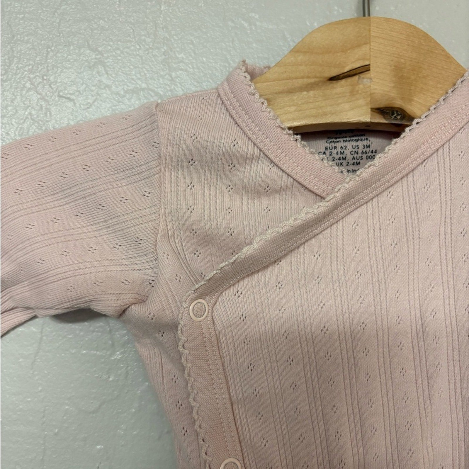 h&m girls' pink pointelle bodysuit 3M