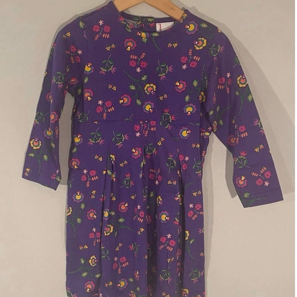 hanna andersson purple floral long-sleeve dress 4Y