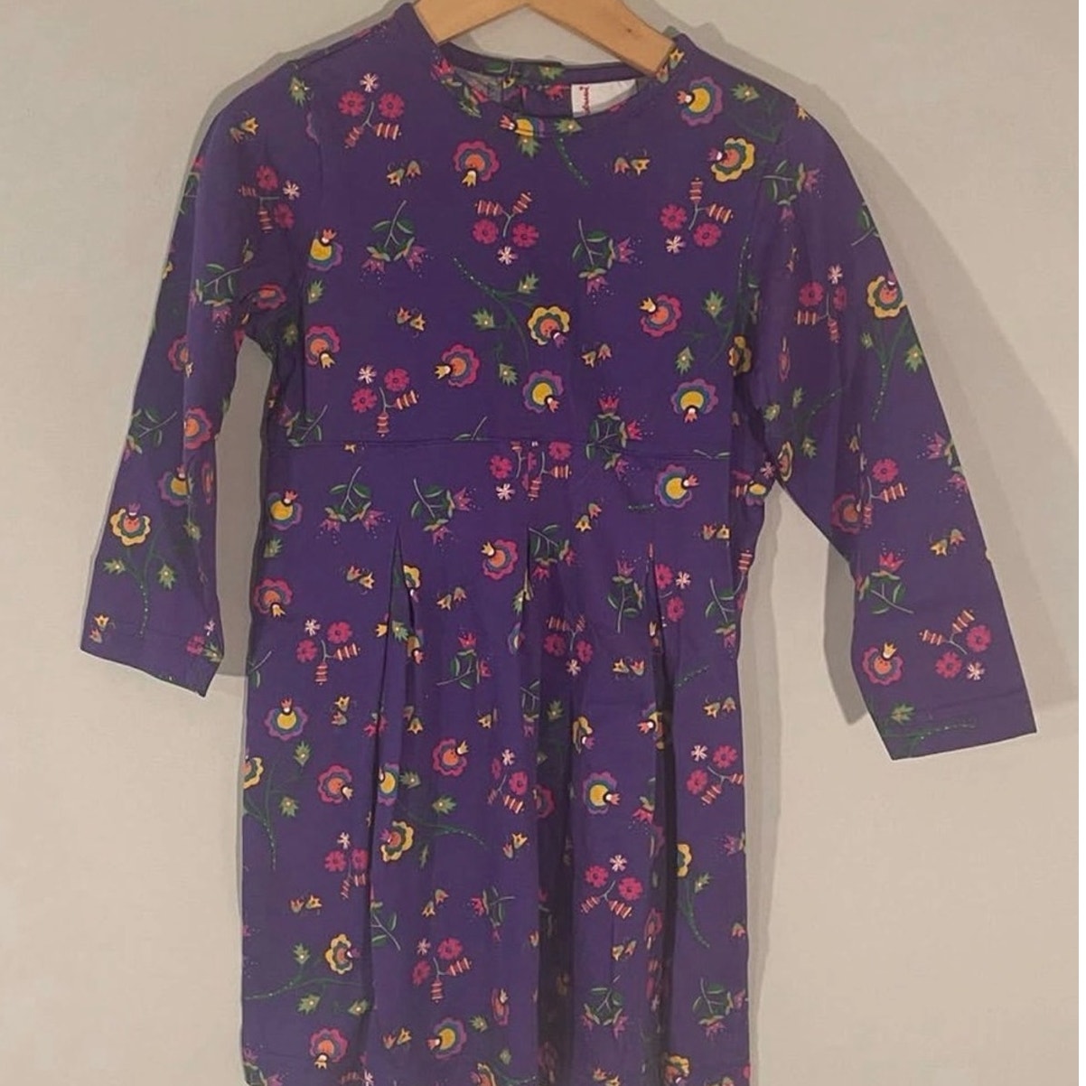hanna andersson purple floral long-sleeve dress 4Y