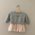 zara girls' gray sweatshirt dress tulle skirt 9-12M